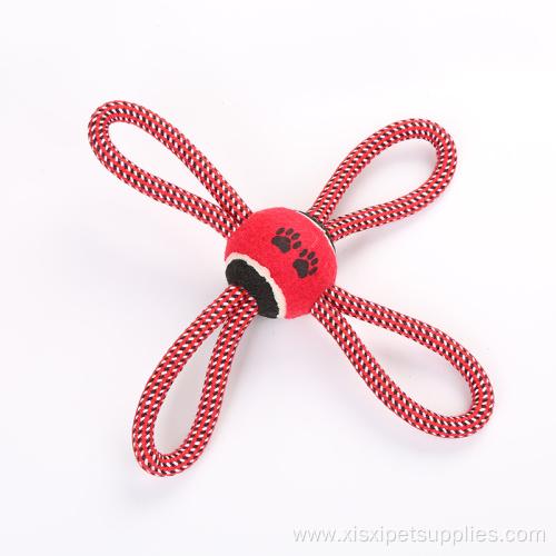 Flower Shape Rope Pet Toy with Tennis Ball